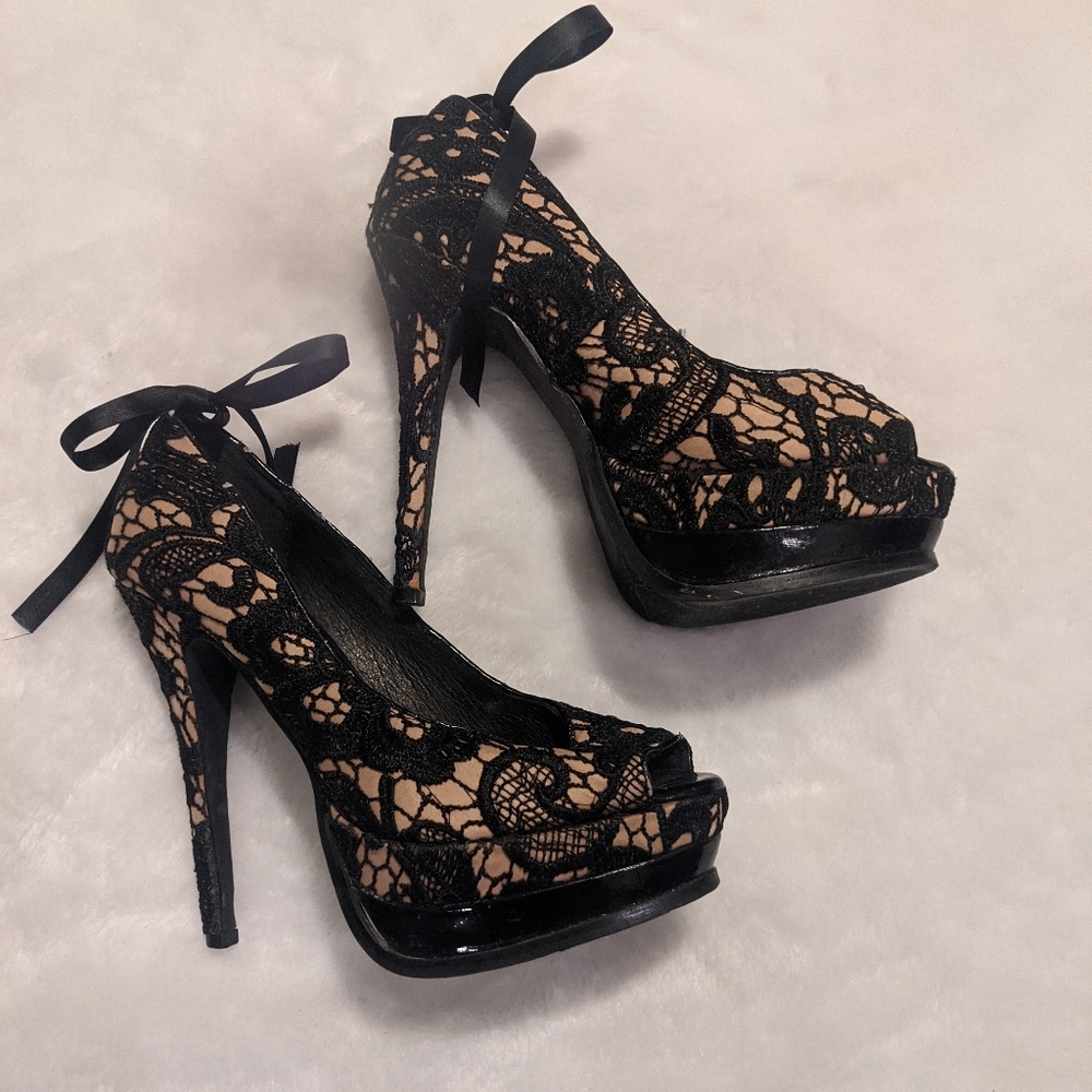 Michael Kors Lace Peep Toe Heels